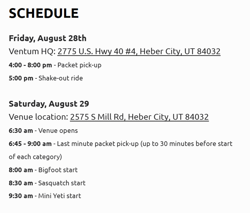 Event schedule